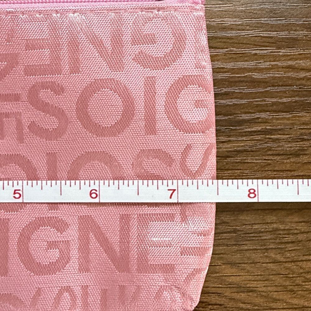 Pink Cosmetic Pouch with All-Over Logo Text - Picture 2 of 3
